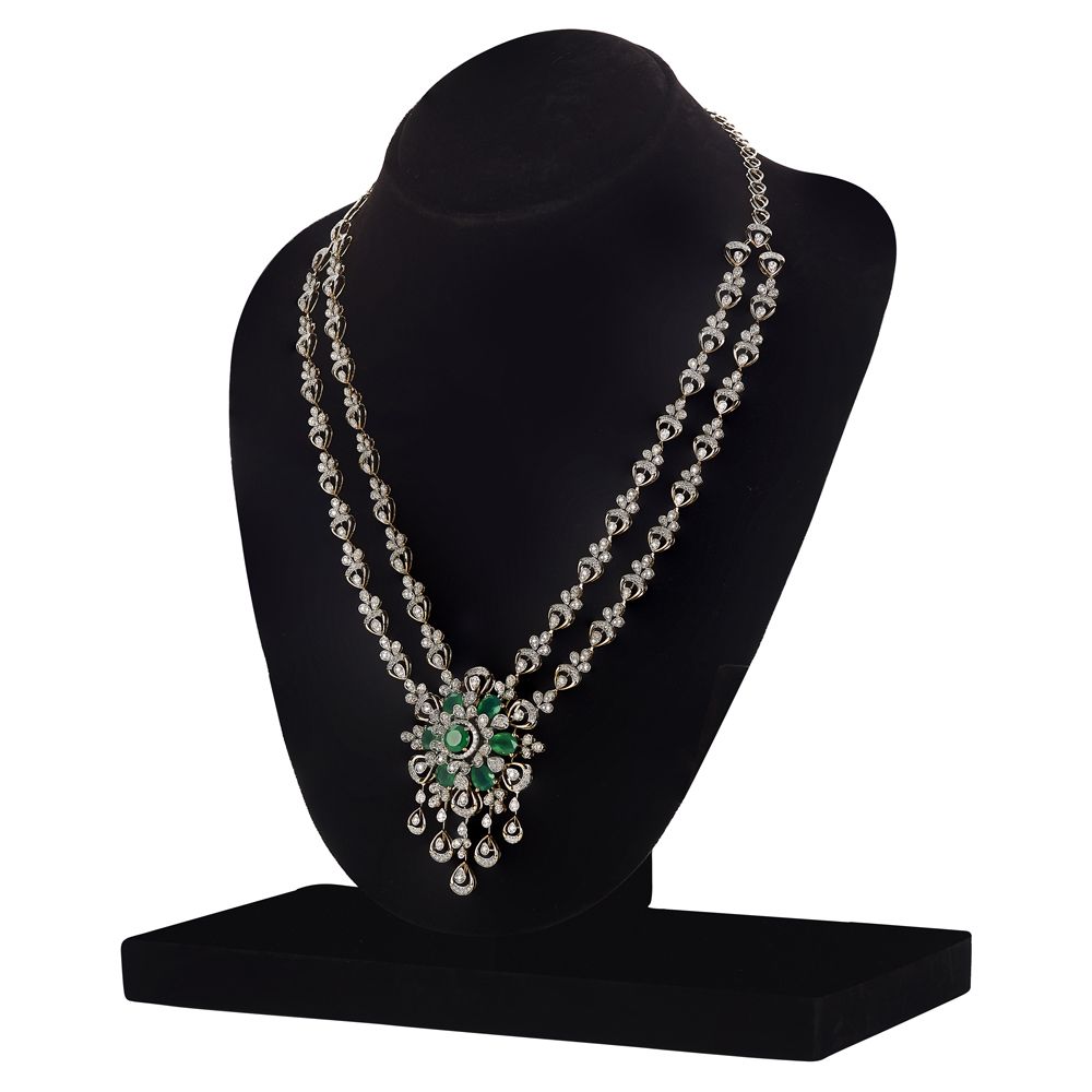 Glamorous Diamond and Emerald Necklace-Necklaces-CSN23A29-D424X2B