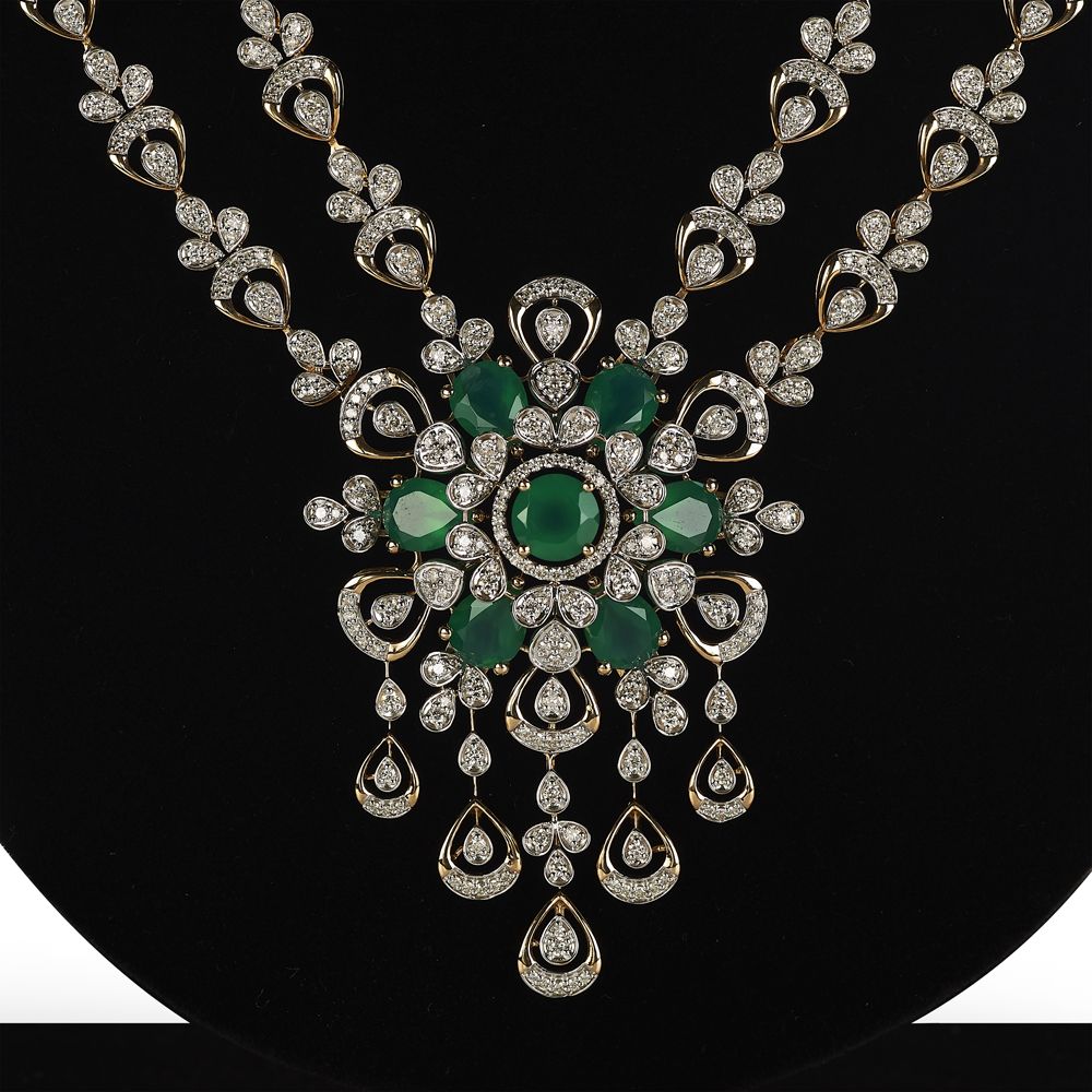 Glamorous Diamond and Emerald Necklace-Necklaces-CSN23A29-D424X2B