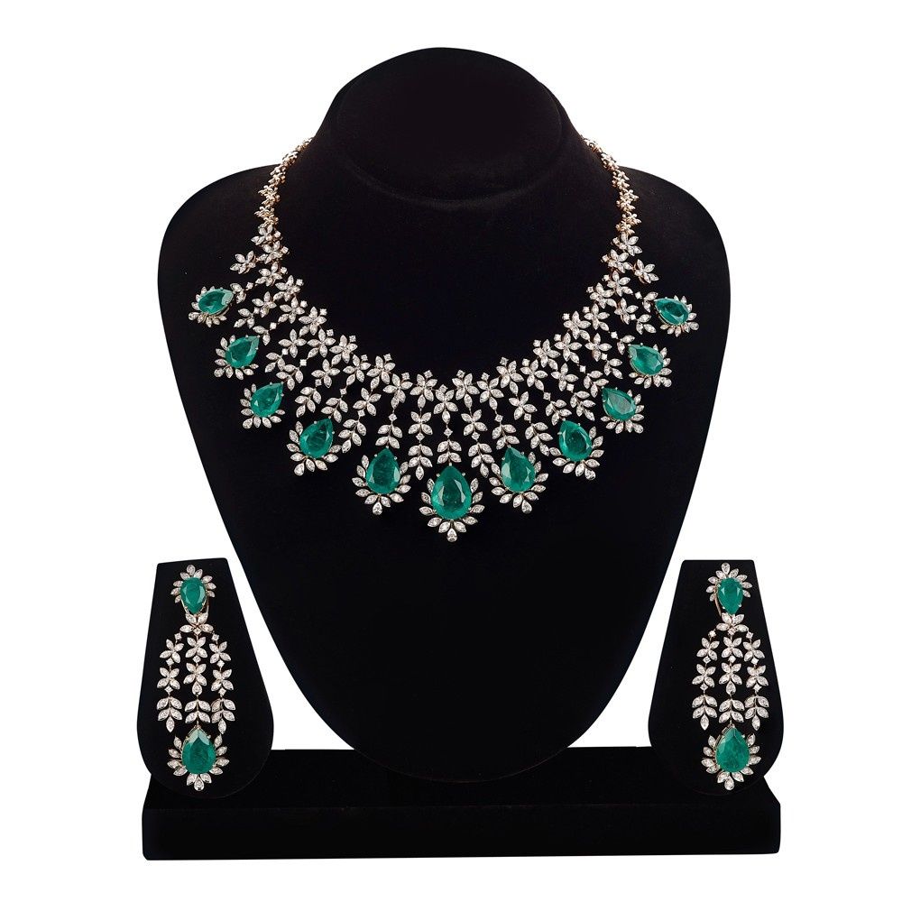 Glorious Rose Gold and Diamond Necklace Set-Diamond-CNS23A30-D326X0B