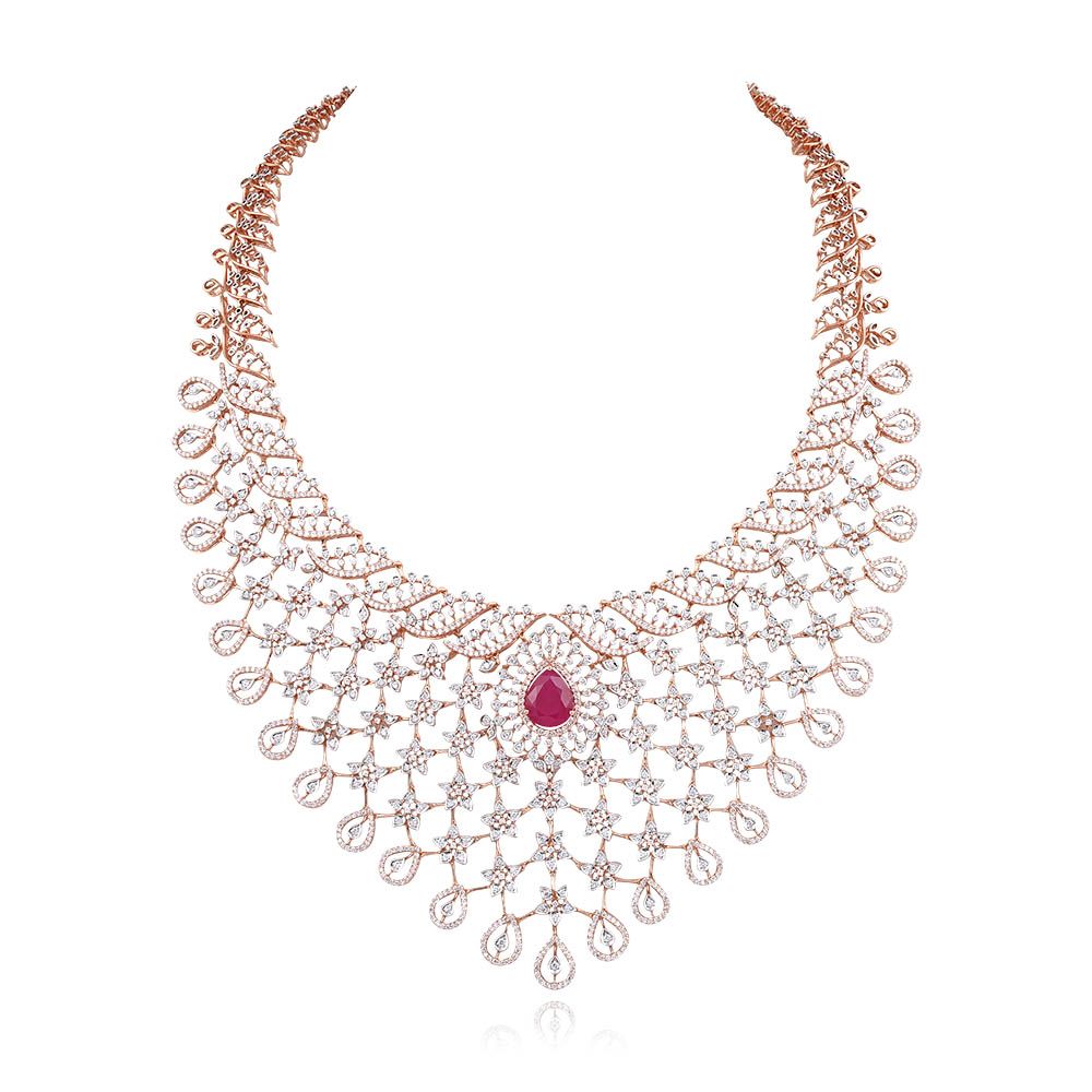 Regal Red Stone Radiance Diamond Jewellery Set-Necklace Sets-CBX24001-D310X0B