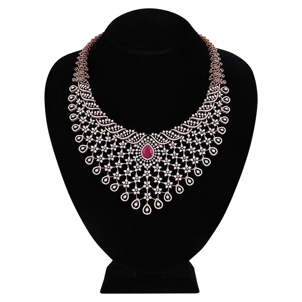 Regal Red Stone Radiance Diamond Jewellery Set-Necklace Sets-CBX24001-D310X0B