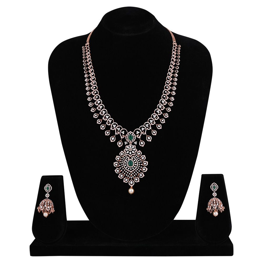 Timeless Diamond and Pearl Haram Necklace Set-All Jewellery-CNS25A06-DE09X0B