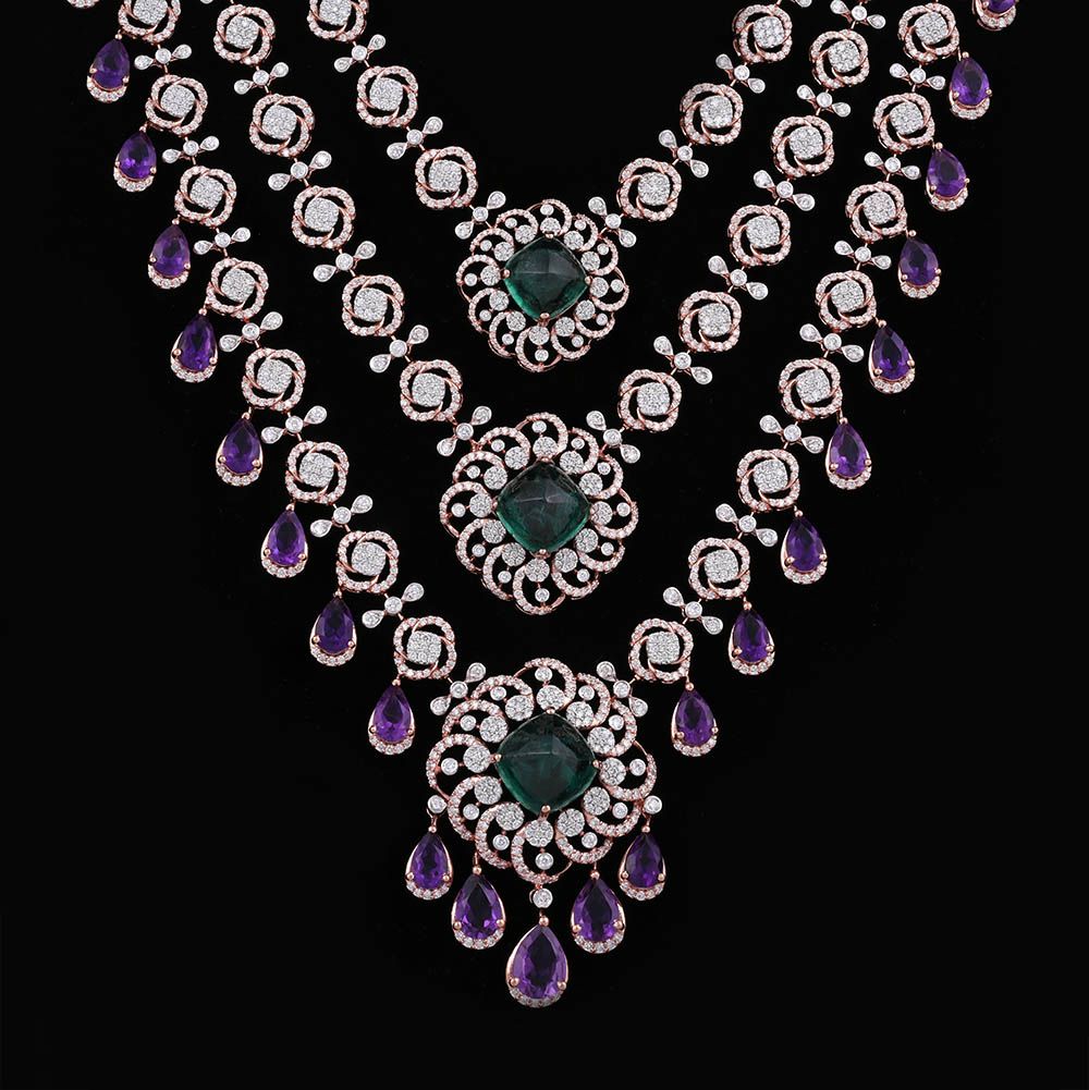Floral Timeless Diamond Necklace-Necklaces-CSN25A10-D445X2B