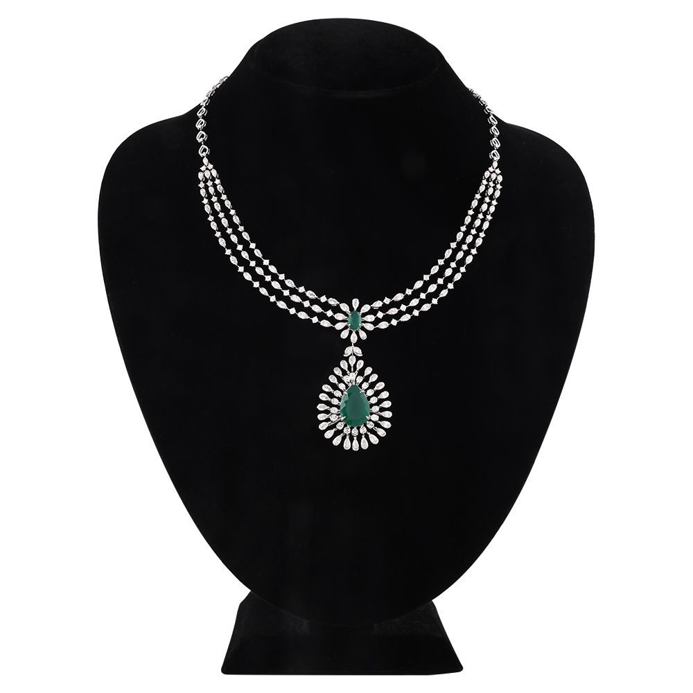 Radiant Diamond and Green Onyx Necklace-Shop By Gender-CSN25A14-D342W2B