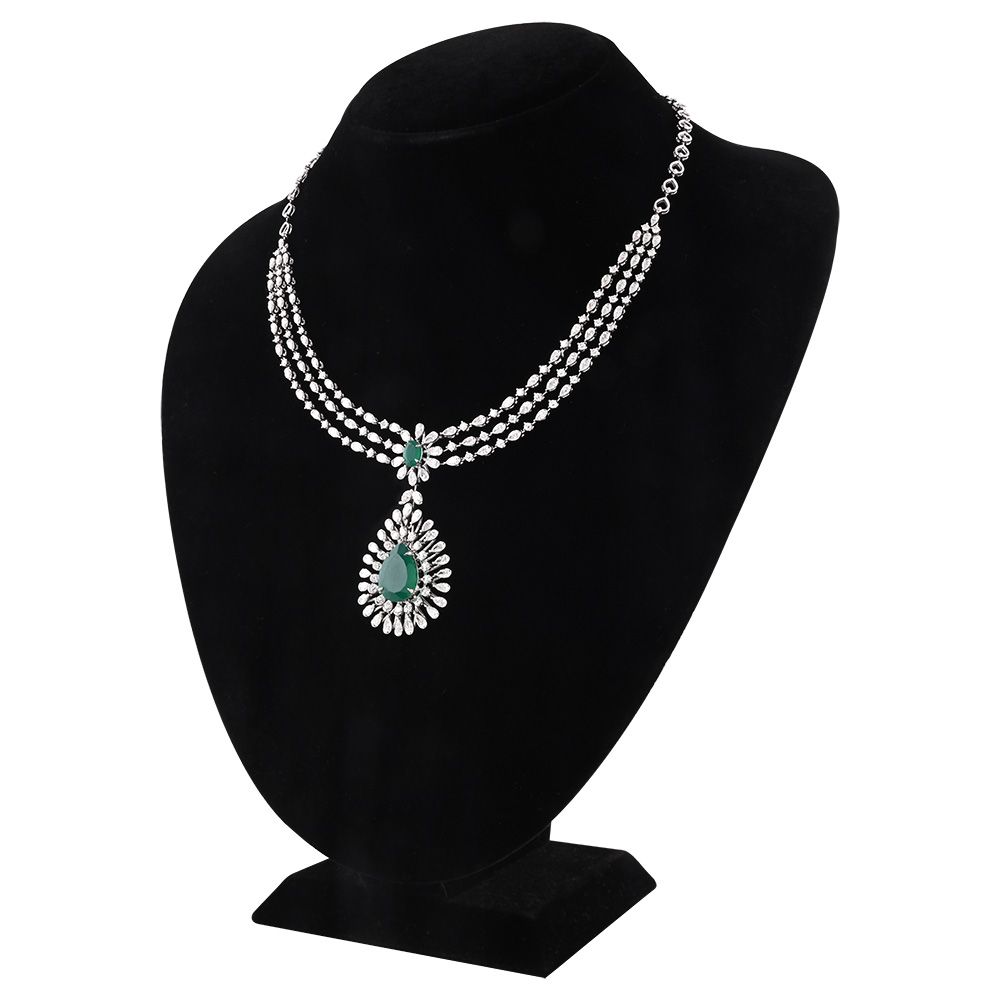 Radiant Diamond and Green Onyx Necklace-Shop By Gender-CSN25A14-D342W2B