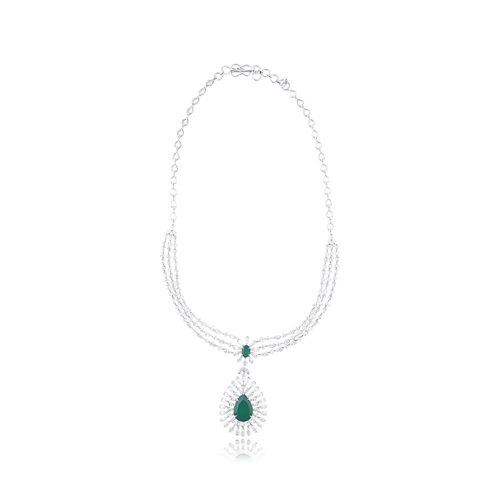 Radiant Diamond and Green Onyx Necklace-Shop By Gender-CSN25A14-D342W2B