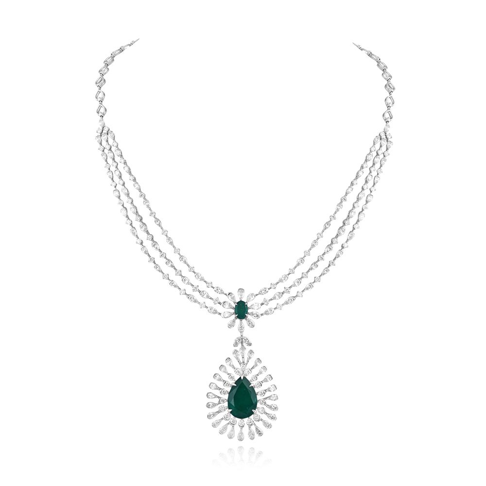 Radiant Diamond and Green Onyx Necklace-Shop By Gender-CSN25A14-D342W2B