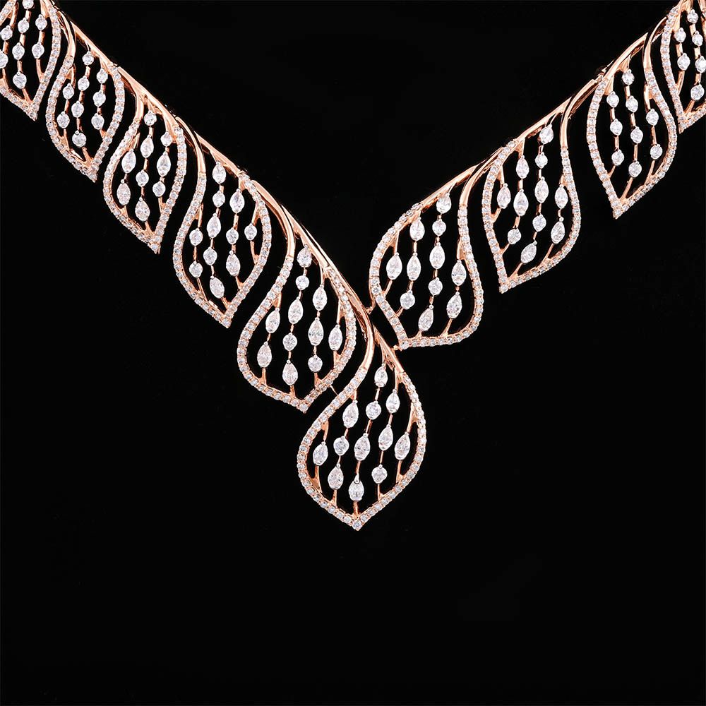 Petal Shine Diamond Necklace Set-All Jewellery-CNS25A55-D300X0B