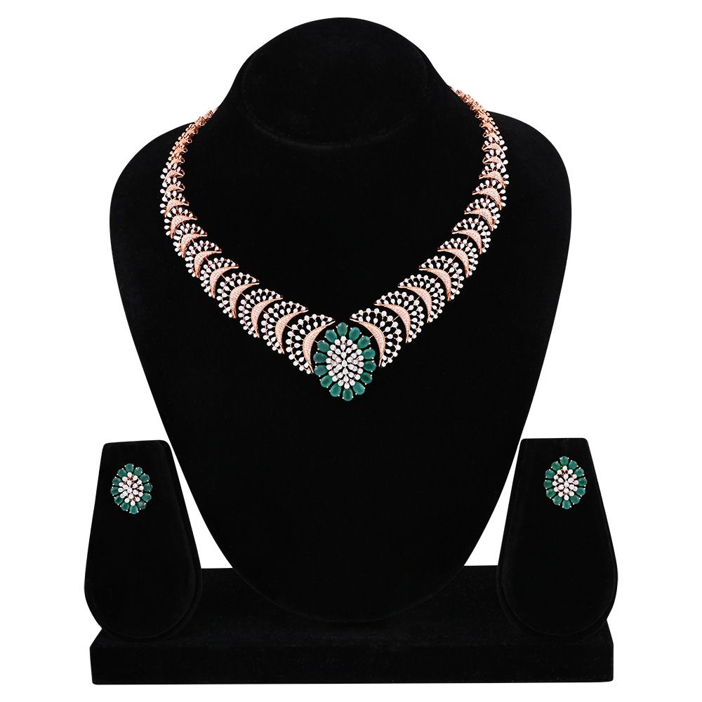 Diamond Blooming Flower Necklace Set-All Jewellery-CNS25A56-D435X0B