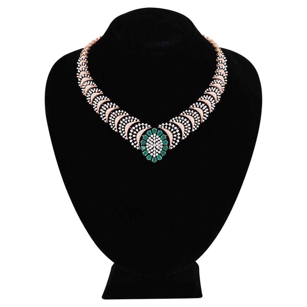 Diamond Blooming Flower Necklace Set-All Jewellery-CNS25A56-D435X0B