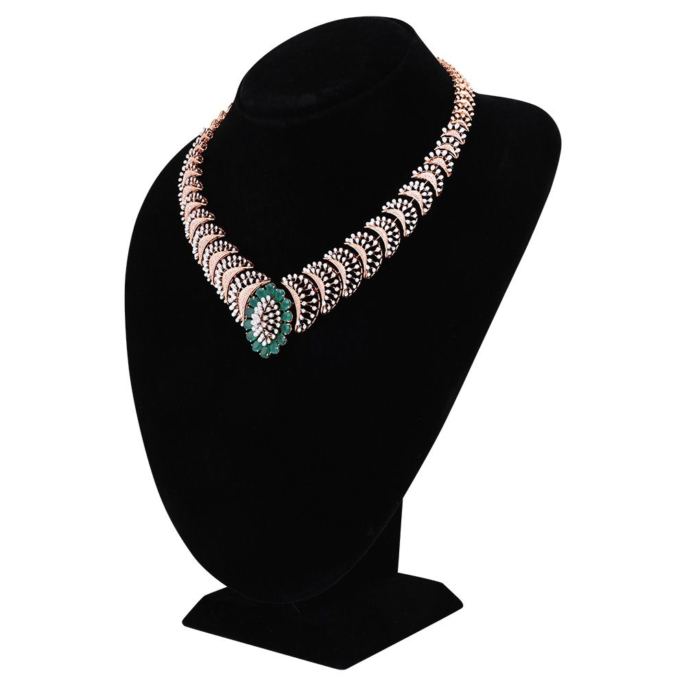 Diamond Blooming Flower Necklace-Necklaces-CSN25A56-D435X2B
