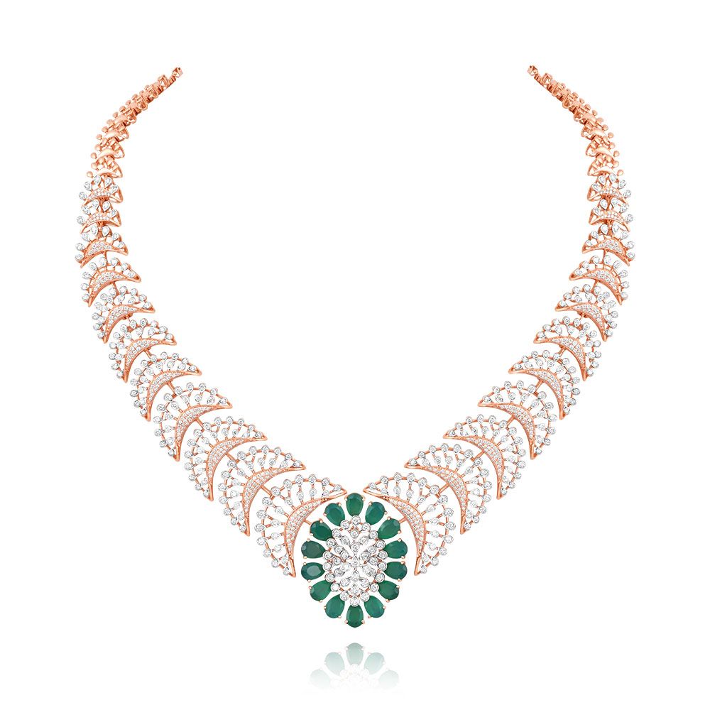 Diamond Blooming Flower Necklace-Necklaces-CSN25A56-D435X2B