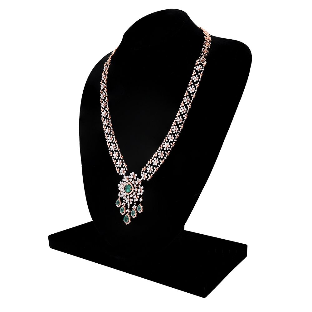 Royal Emerald Floral Necklace Set-All Jewellery-CNS25A58-D445X0B