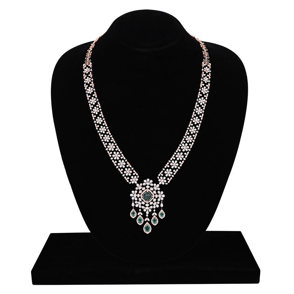 Royal Emerald Floral Necklace Set-All Jewellery-CNS25A58-D445X0B