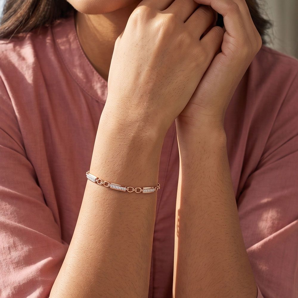 Elegant 18KT Rose Gold Women Bracelet-Bracelets-EBR24S22