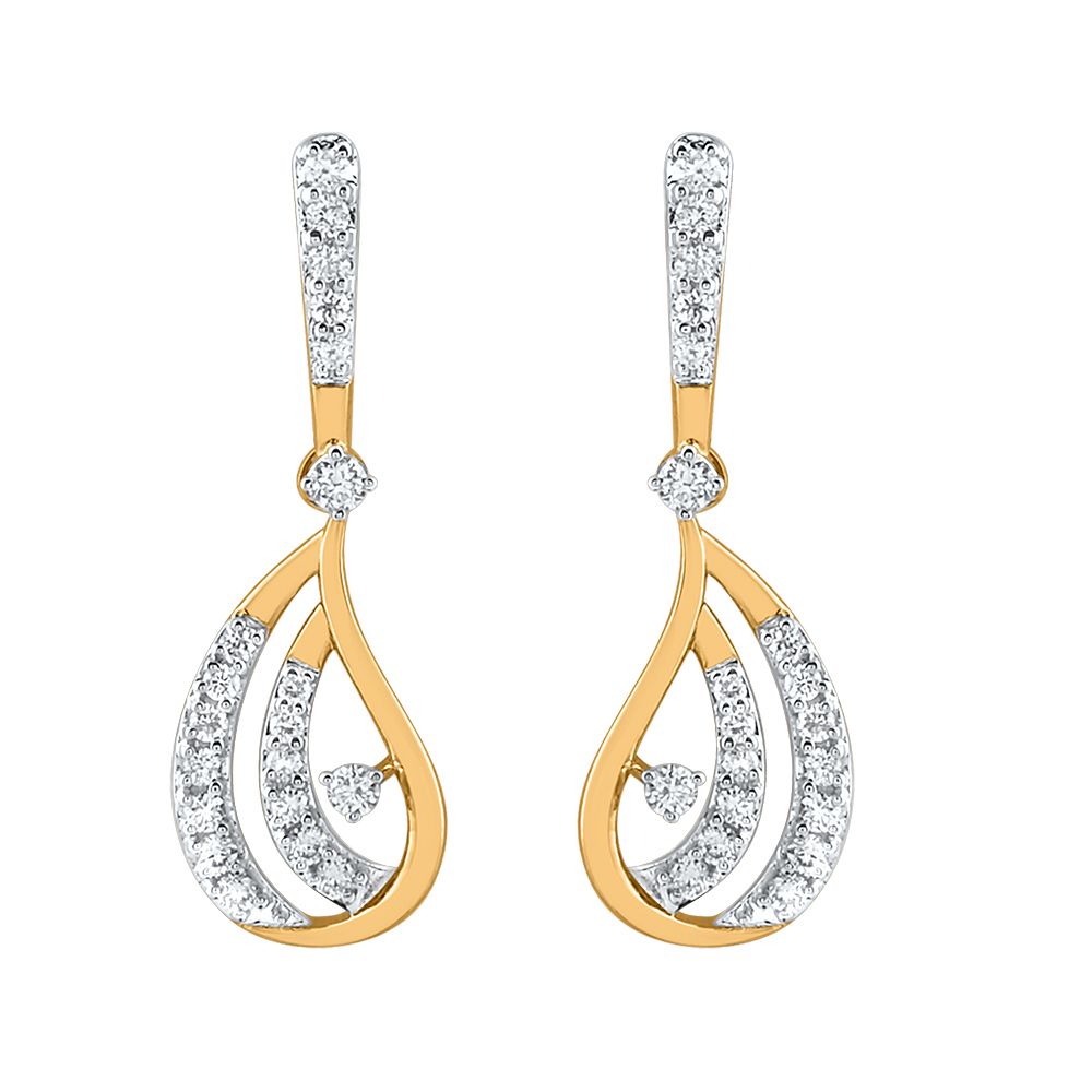 Dazzling 14KT Gold Diamond Danglers-Earrings-EER24I02-D900R2C