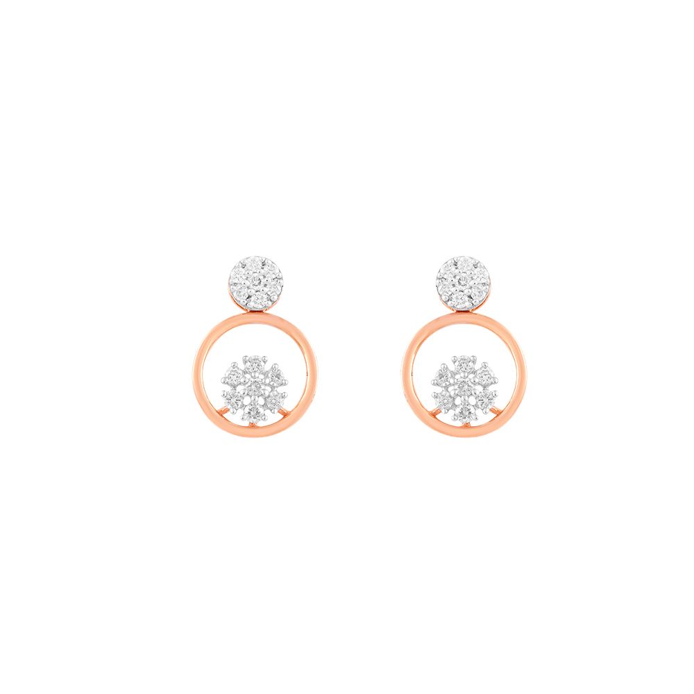 Pretty Floral Diamond Earrings-Earrings-EER24I12-D900X2C