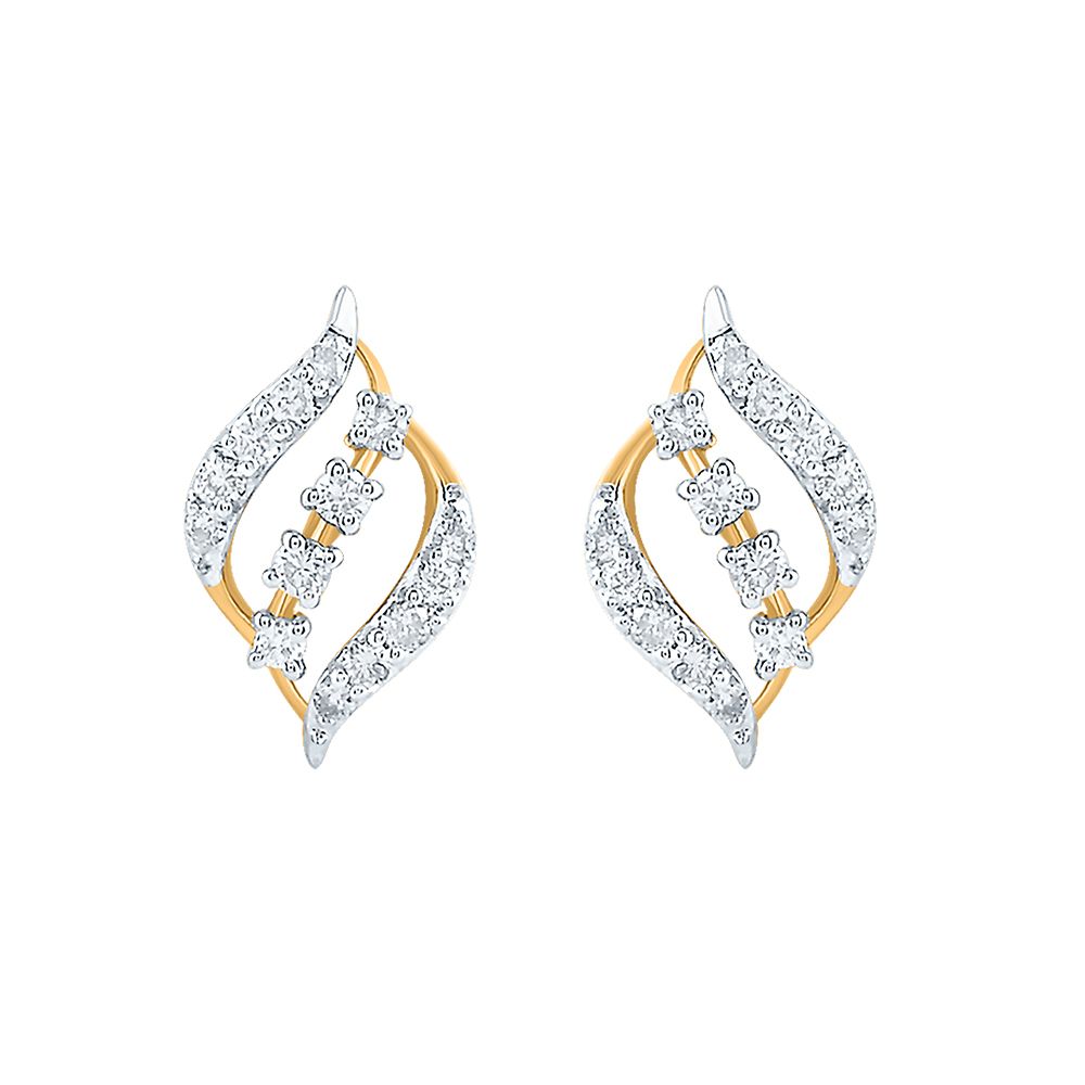 Golden Brilliance Diamond Studs Earrings-Earrings-EER24I22-D900R2C
