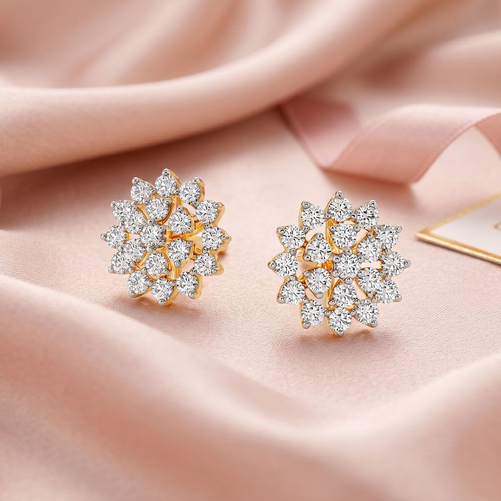 Sunlit Splendor Diamond Earrings-Earrings-EER24I28-D400R1B