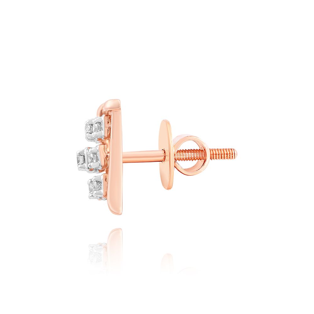 Captivating 14KT Rose Gold Checkered Pattern Earring-Earrings-EER24K18-D400X3C