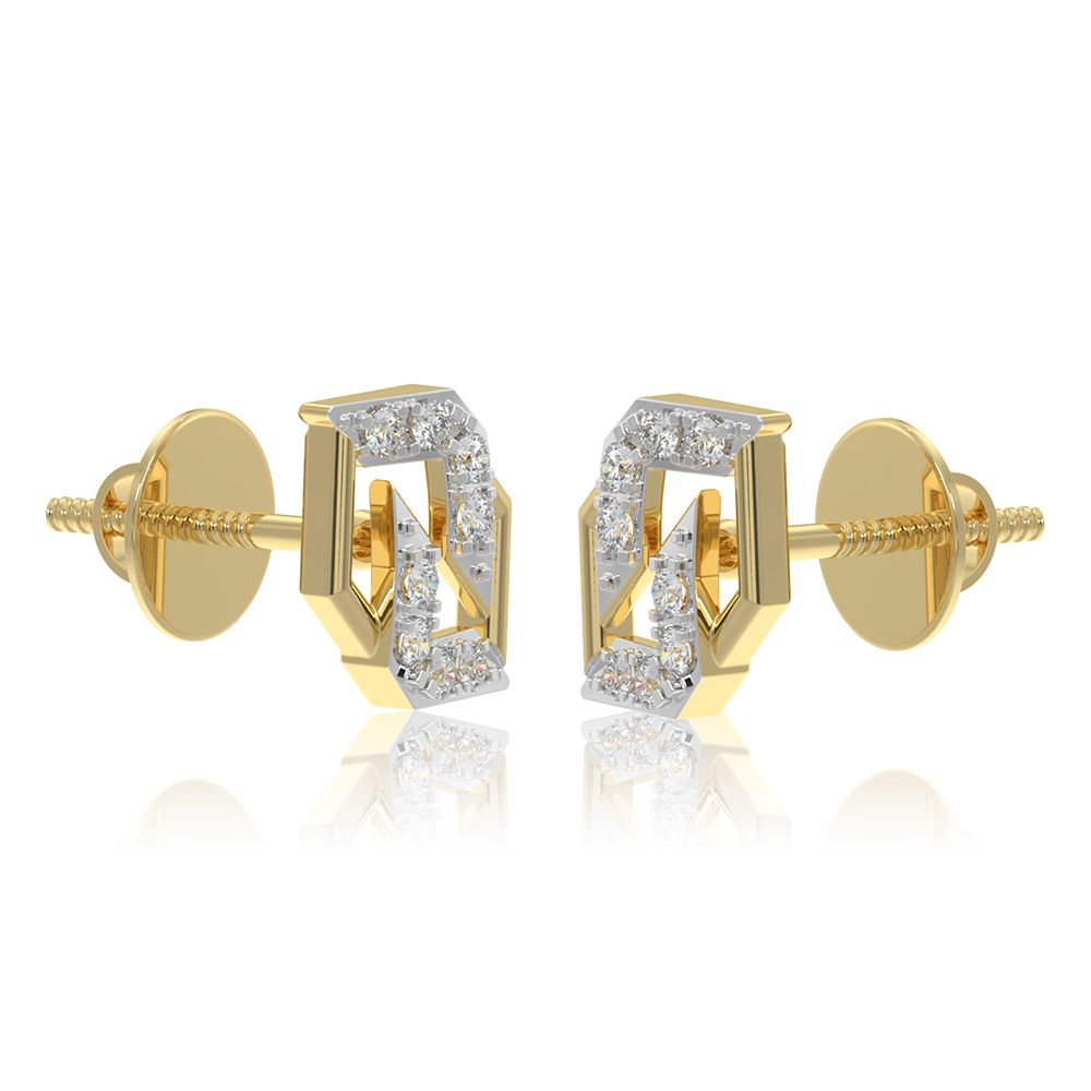 Refined Structural 9KT Yellow Gold Diamond Earrings-Earrings-EER26I27-D400R6F