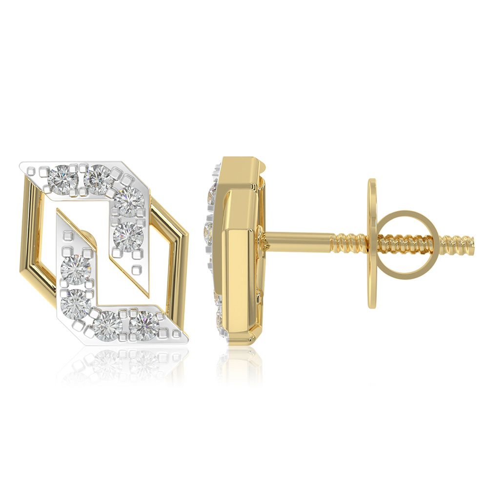 Refined Structural 9KT Yellow Gold Diamond Earrings-Earrings-EER26I27-D400R6F