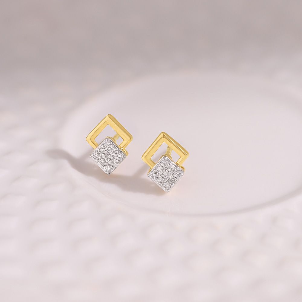 Layered Gem 9KT Yellow Gold Diamond Earrings-Earrings-EER26I01-D400R6F