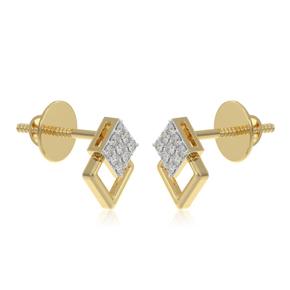 Layered Gem 9KT Yellow Gold Diamond Earrings-Earrings-EER26I01-D400R6F