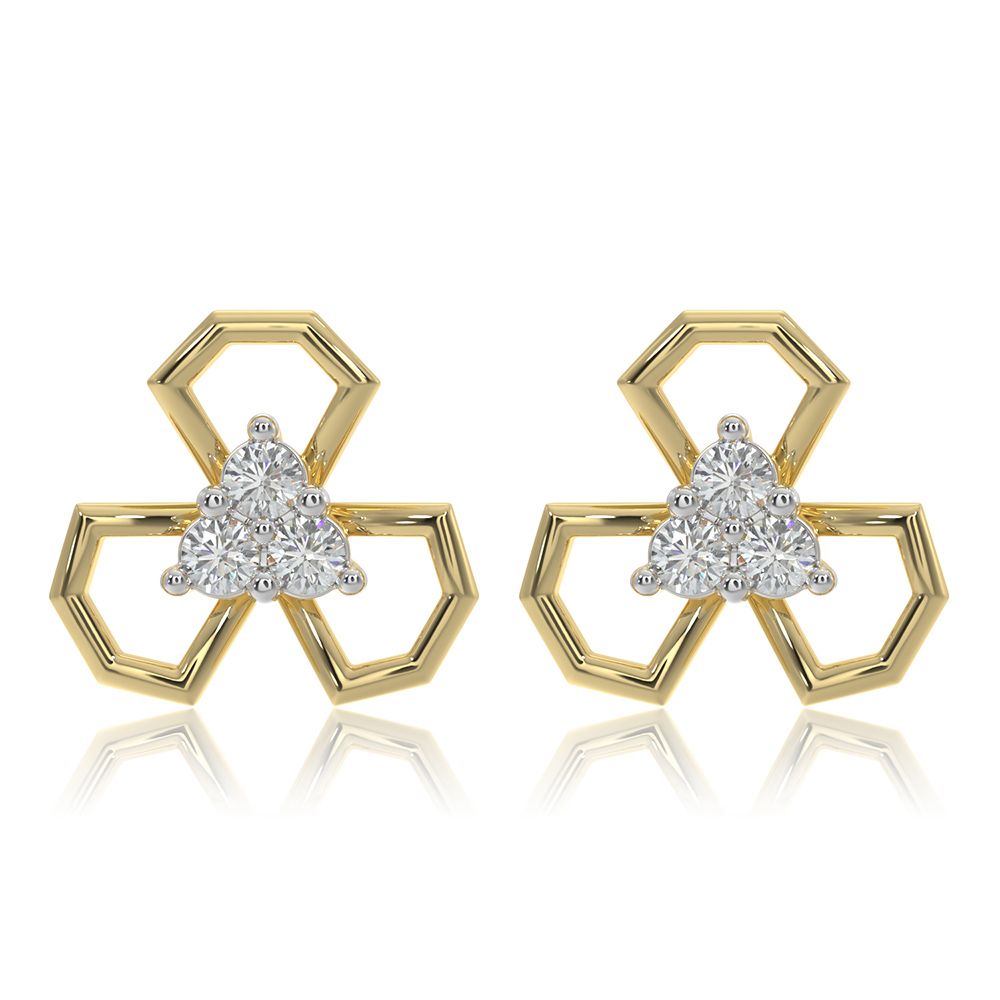 Clover 9KT Yellow Gold Diamond Earrings-Earrings-EER26I02-D400R6F