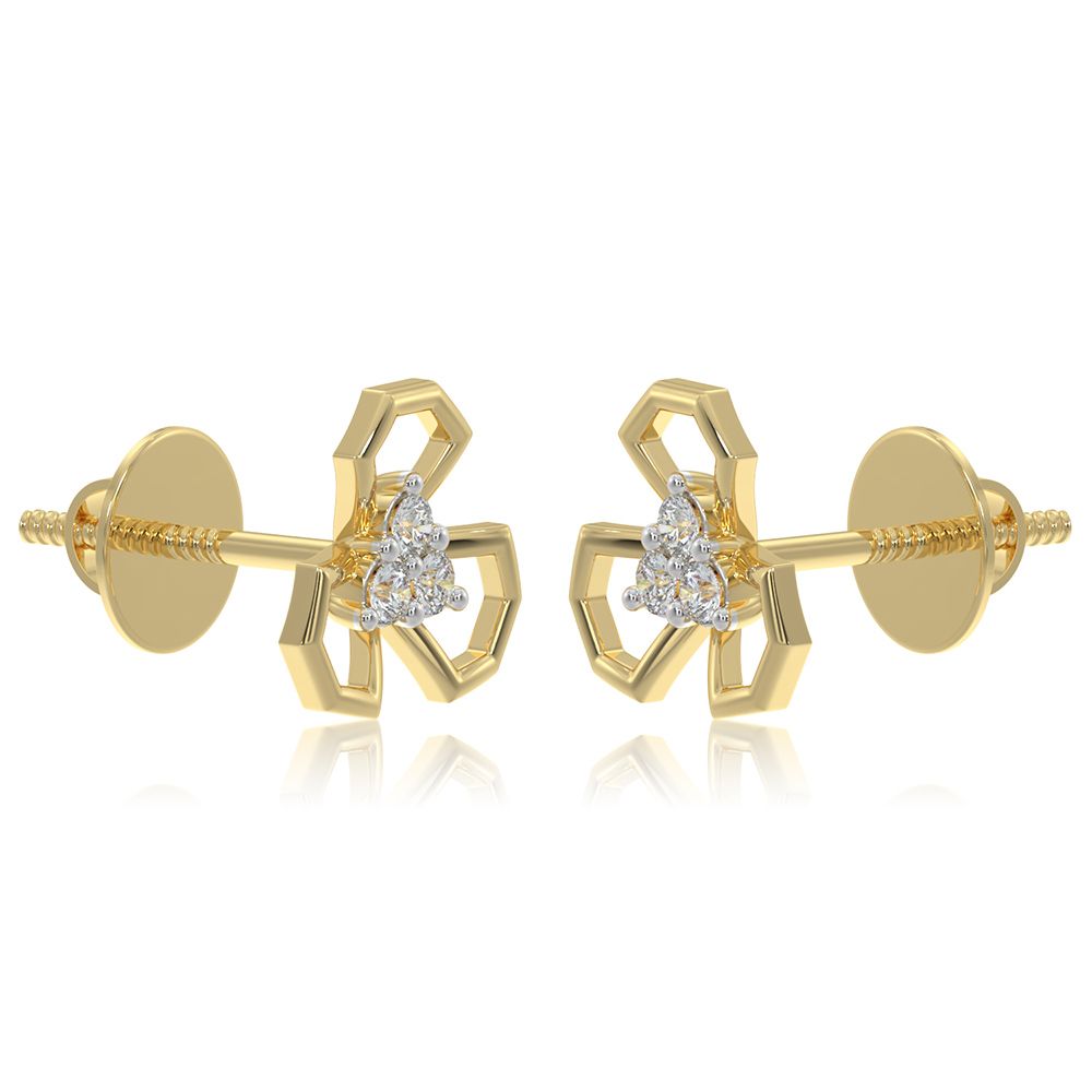 Clover 9KT Yellow Gold Diamond Earrings-Earrings-EER26I02-D400R6F