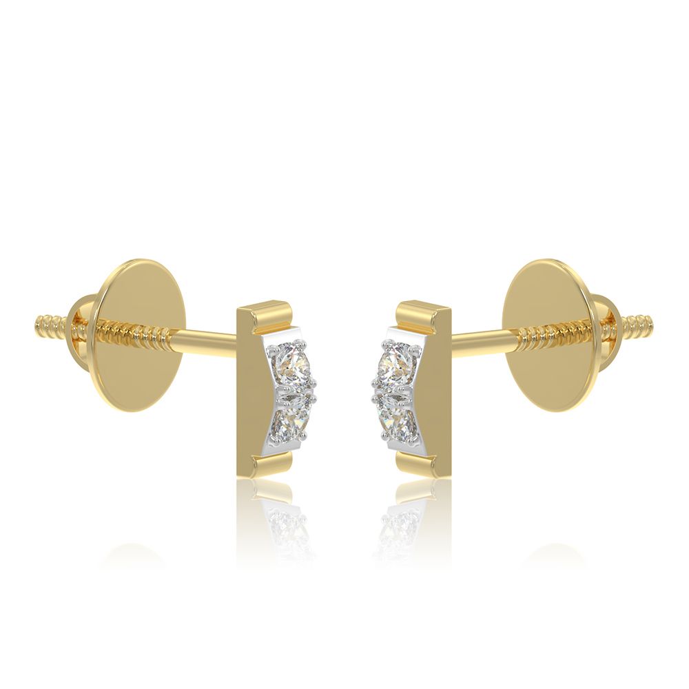 Sleek Boxy 9KT Yellow Gold Diamond Earrings-Earrings-EER26I03-D400R6F