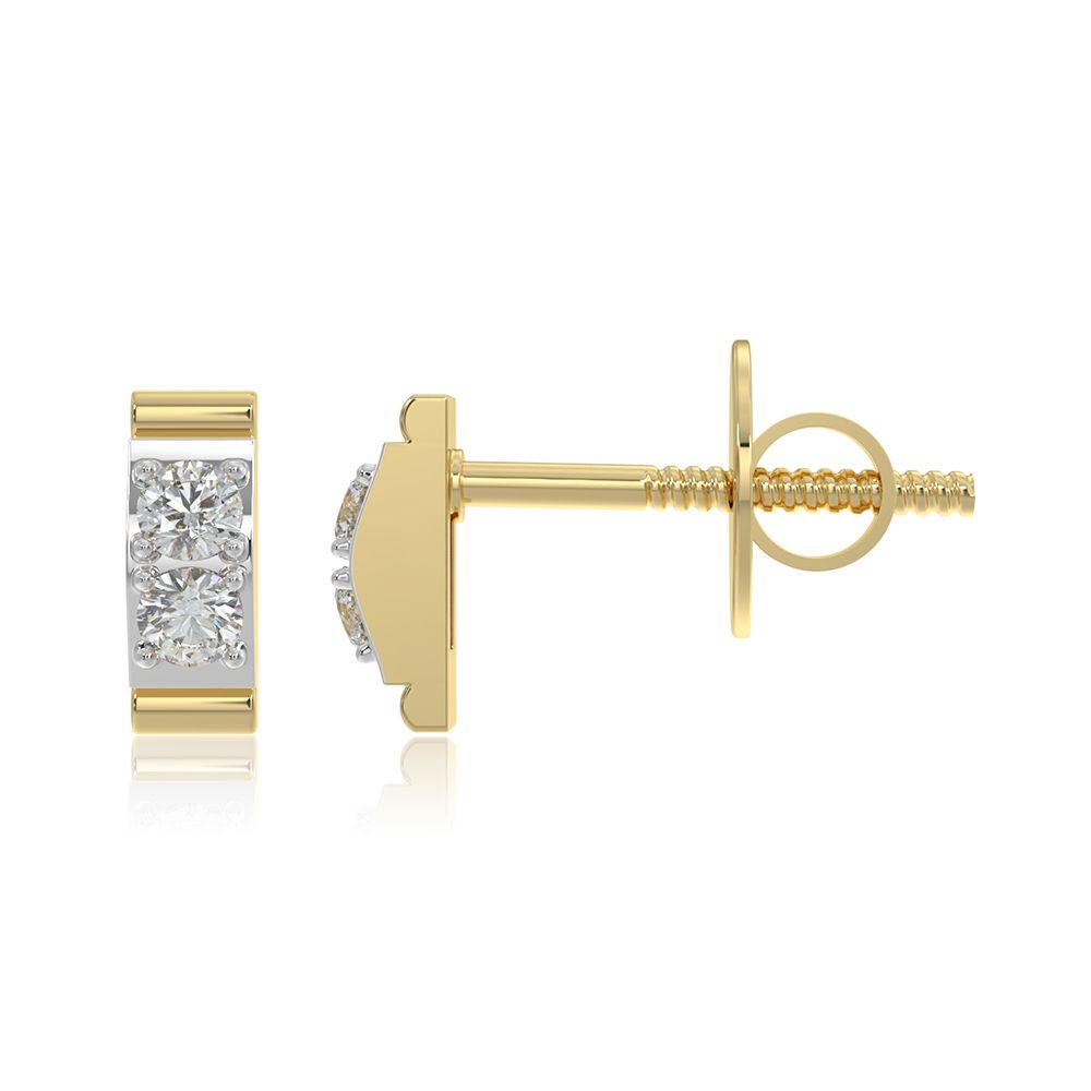 Sleek Boxy 9KT Yellow Gold Diamond Earrings-Earrings-EER26I03-D400R6F