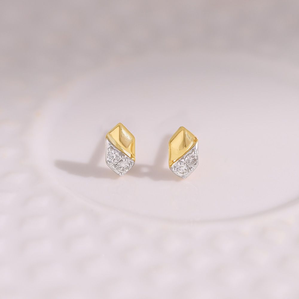 Angular 9KT Yellow Gold Diamond Earrings-Earrings-EER26I04-D400R6F