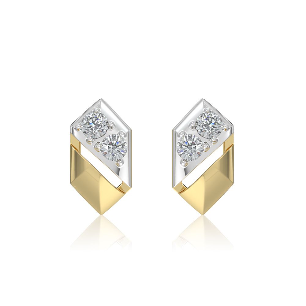 Angular 9KT Yellow Gold Diamond Earrings-Earrings-EER26I04-D400R6F