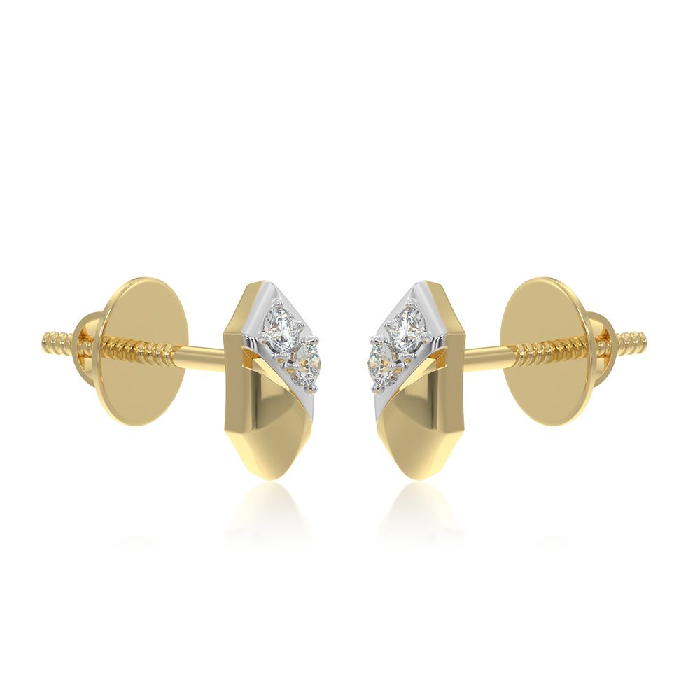 Angular 9KT Yellow Gold Diamond Earrings-Earrings-EER26I04-D400R6F