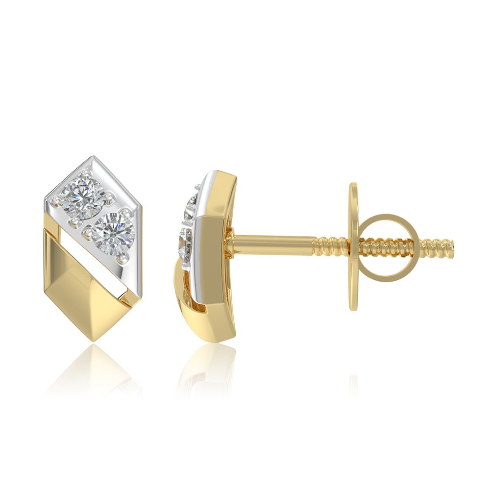Angular 9KT Yellow Gold Diamond Earrings-Earrings-EER26I04-D400R6F