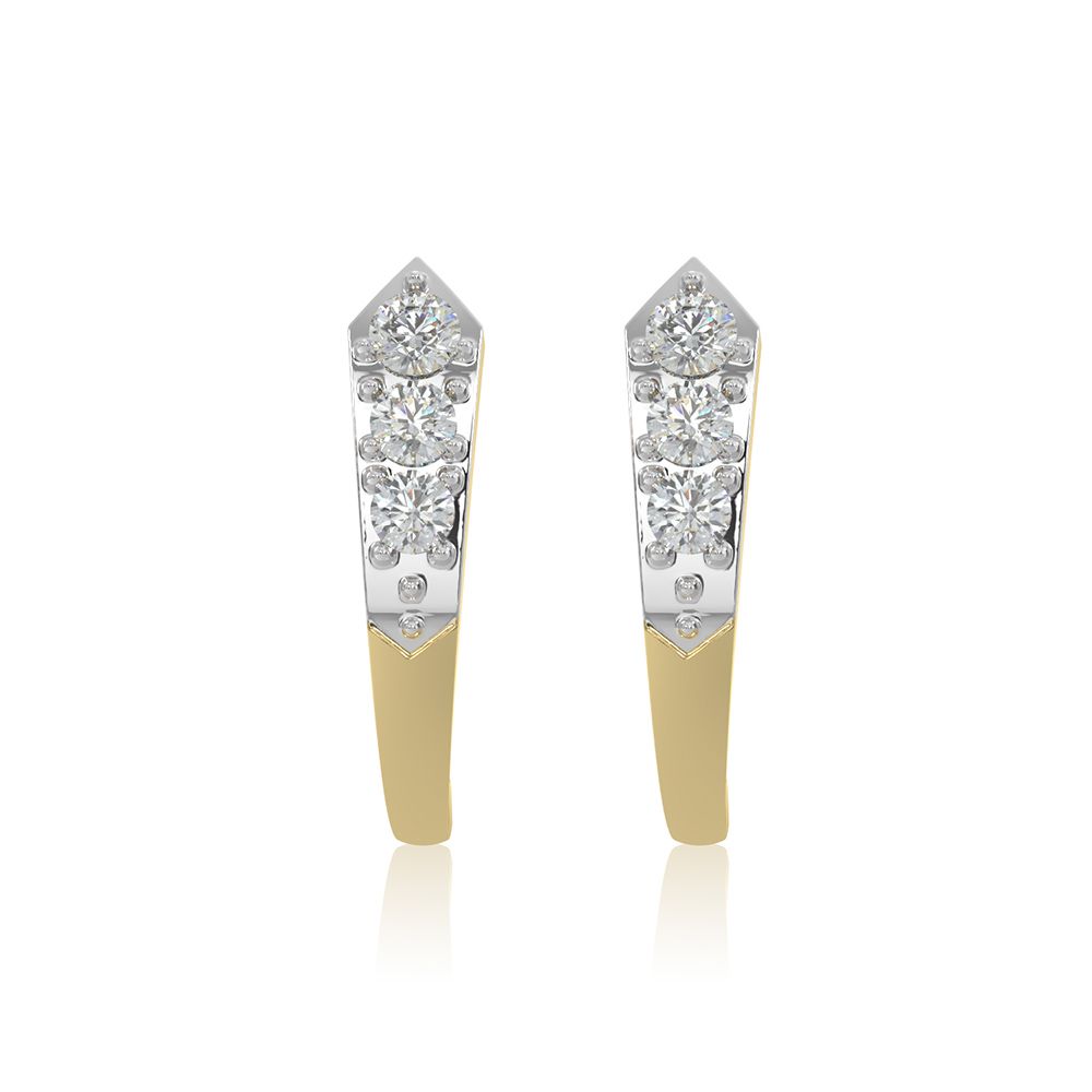 Curved 9KT Yellow Gold Diamond Earrings-Earrings-EER26I05-D400R6F