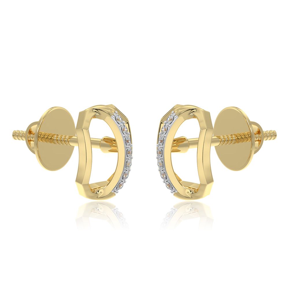 Contemporary 9KT Yellow Gold Diamond Earrings-Earrings-EER26I07-D400R6F