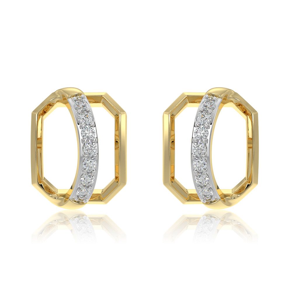 Contemporary 9KT Yellow Gold Diamond Earrings-Earrings-EER26I07-D400R6F