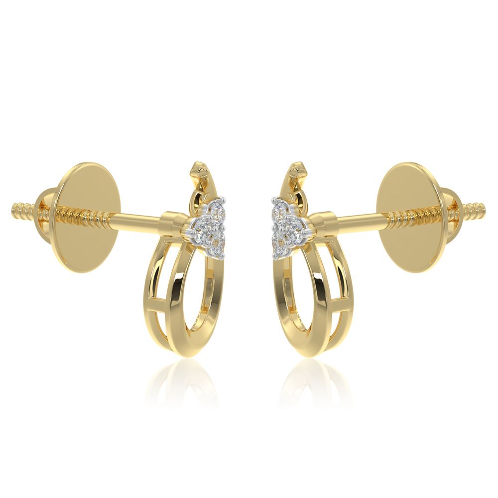 Delicate Flower 9KT Yellow Gold Diamond Earrings-Earrings-EER26I08-D400R6F