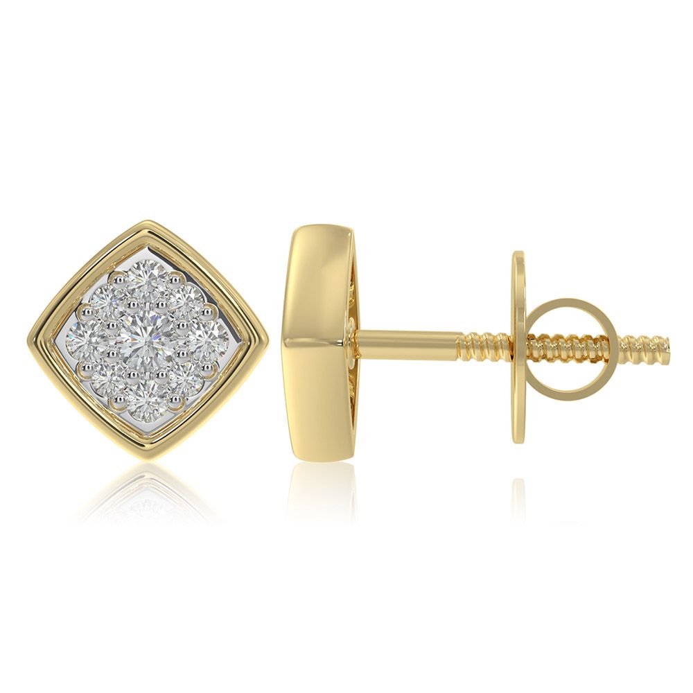 Daily Wear Angular 9KT Yellow Gold Diamond Earrings-Earrings-EER26I13-D400R6F