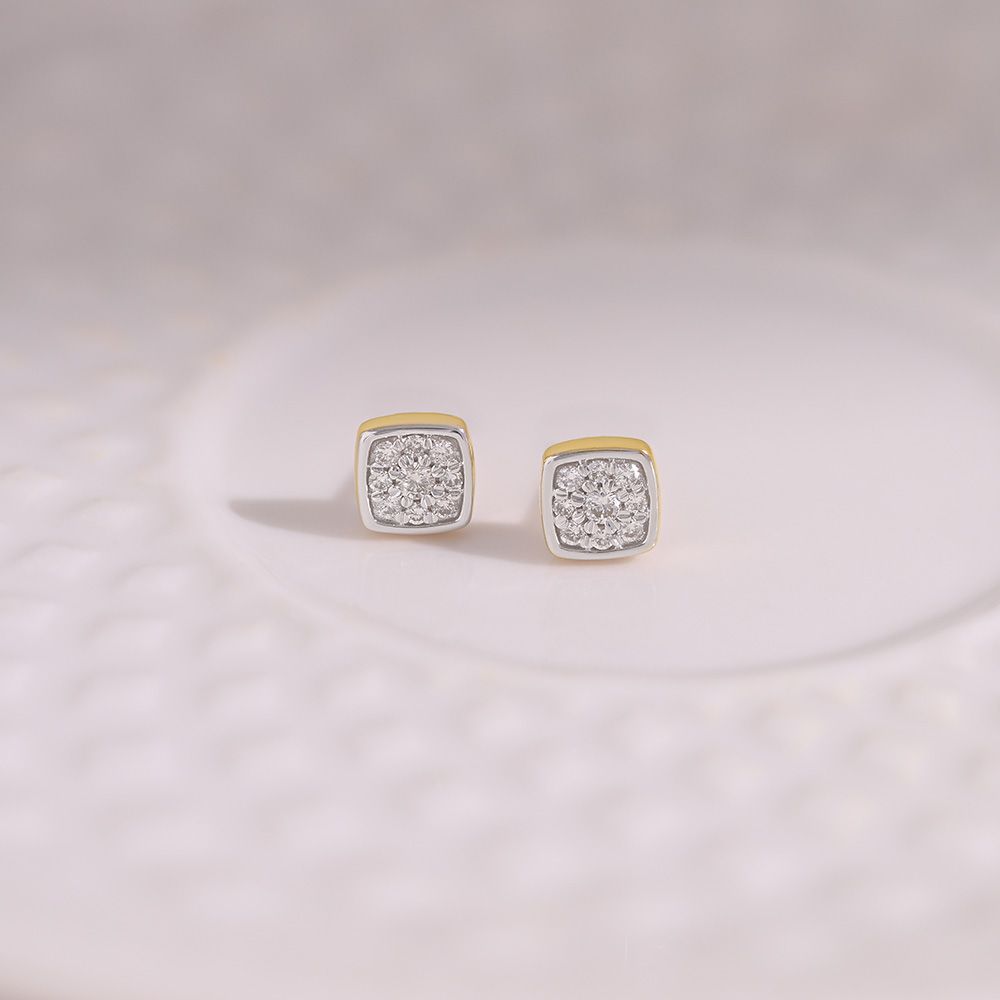 Daily Wear Angular 9KT Yellow Gold Diamond Earrings-Earrings-EER26I13-D400R6F