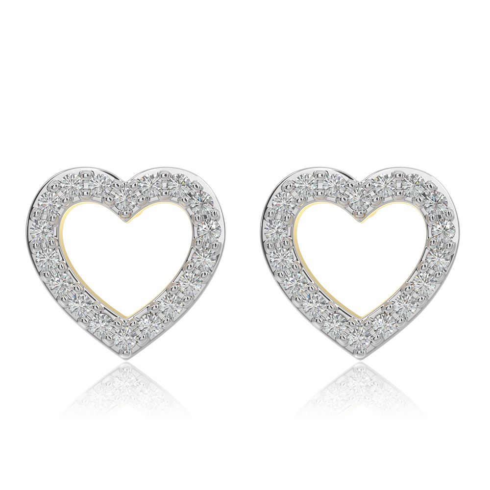 Hearty Love 9KT Yellow Gold Diamond Earrings-Earrings-EER26I14-D400R6F