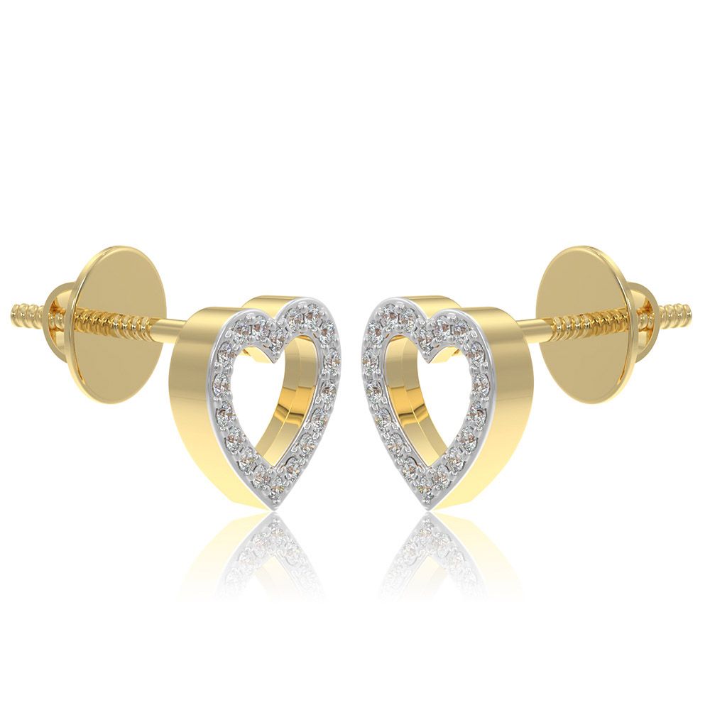 Hearty Love 9KT Yellow Gold Diamond Earrings-Earrings-EER26I14-D400R6F