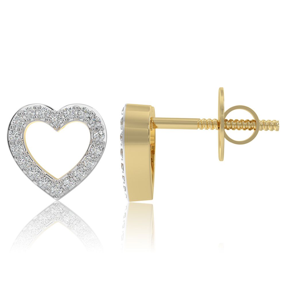 Hearty Love 9KT Yellow Gold Diamond Earrings-Earrings-EER26I14-D400R6F
