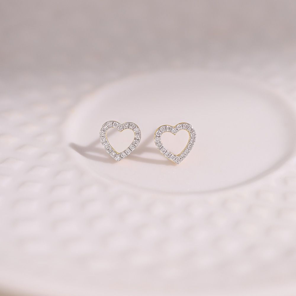 Hearty Love 9KT Yellow Gold Diamond Earrings-Earrings-EER26I14-D400R6F