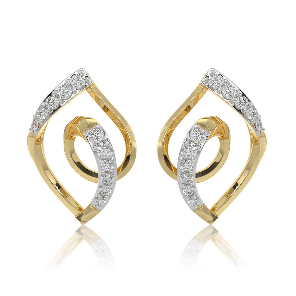 Graceful 9KT Yellow Gold Diamond Earrings-Earrings-EER26I18-D400R6F