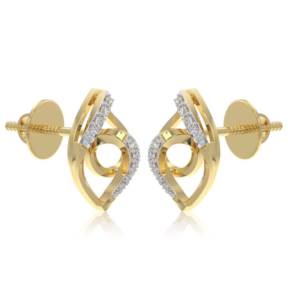 Graceful 9KT Yellow Gold Diamond Earrings-Earrings-EER26I18-D400R6F