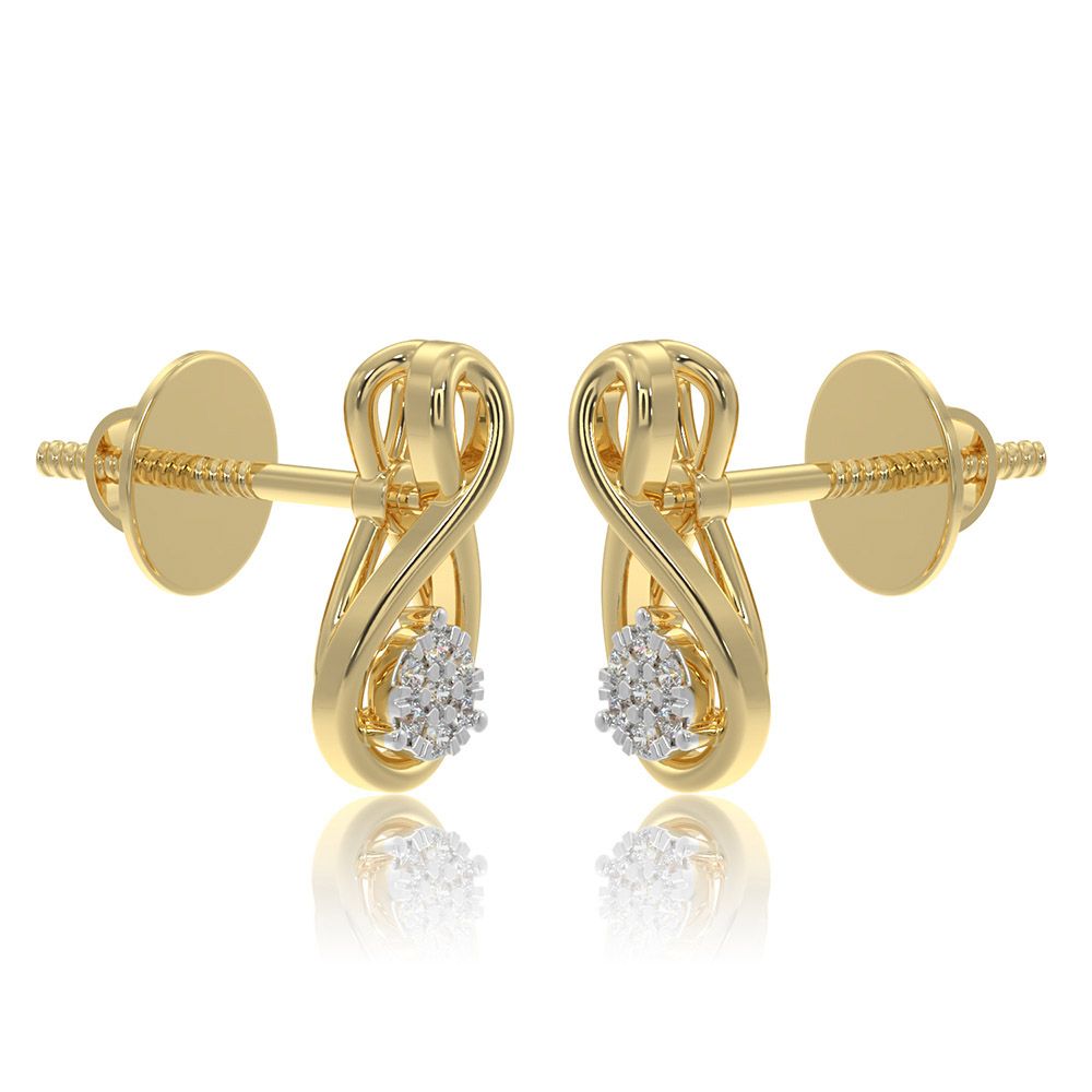 Infinity 9KT Yellow Gold Diamond Earrings-Earrings-EER26I20-D400R6F