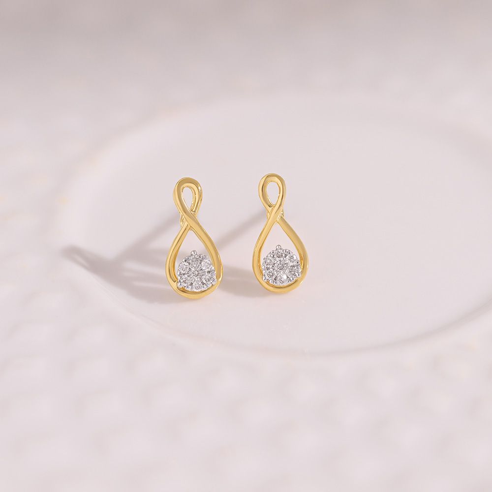 Infinity 9KT Yellow Gold Diamond Earrings-Earrings-EER26I20-D400R6F